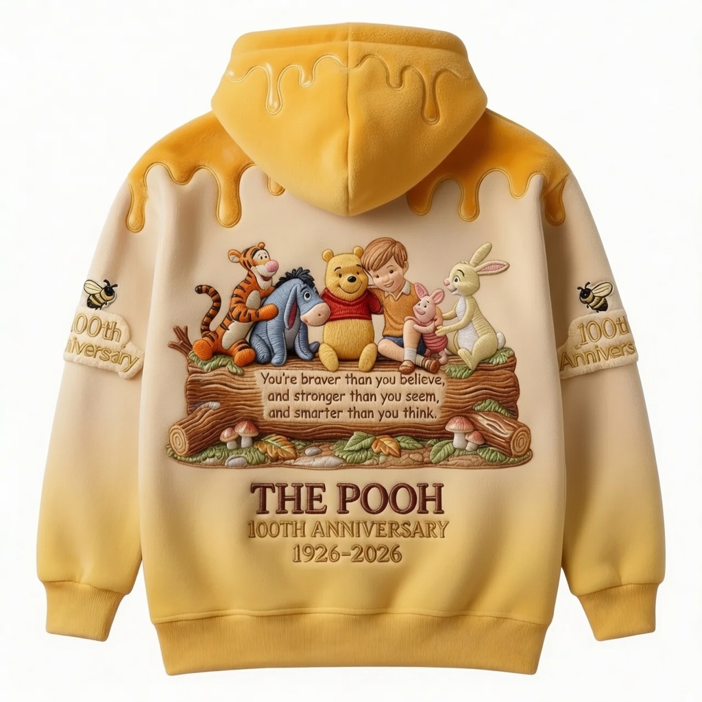 Personalized 100th Anniversary Pooh All Over Shirt for Movie Fans