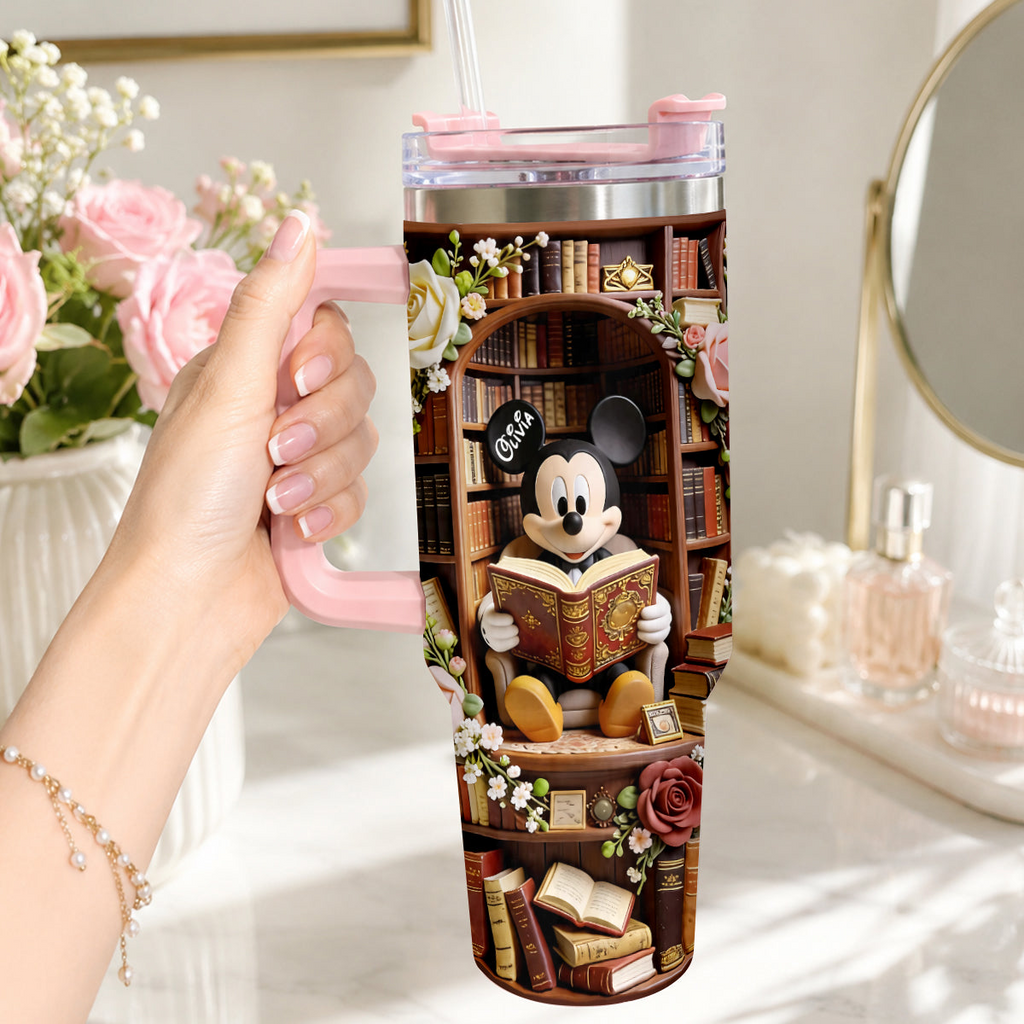 Personalized 40oz Tumbler with 3D Mickey Mouse Design Gift for Book Lovers Tumbler GradoCreations