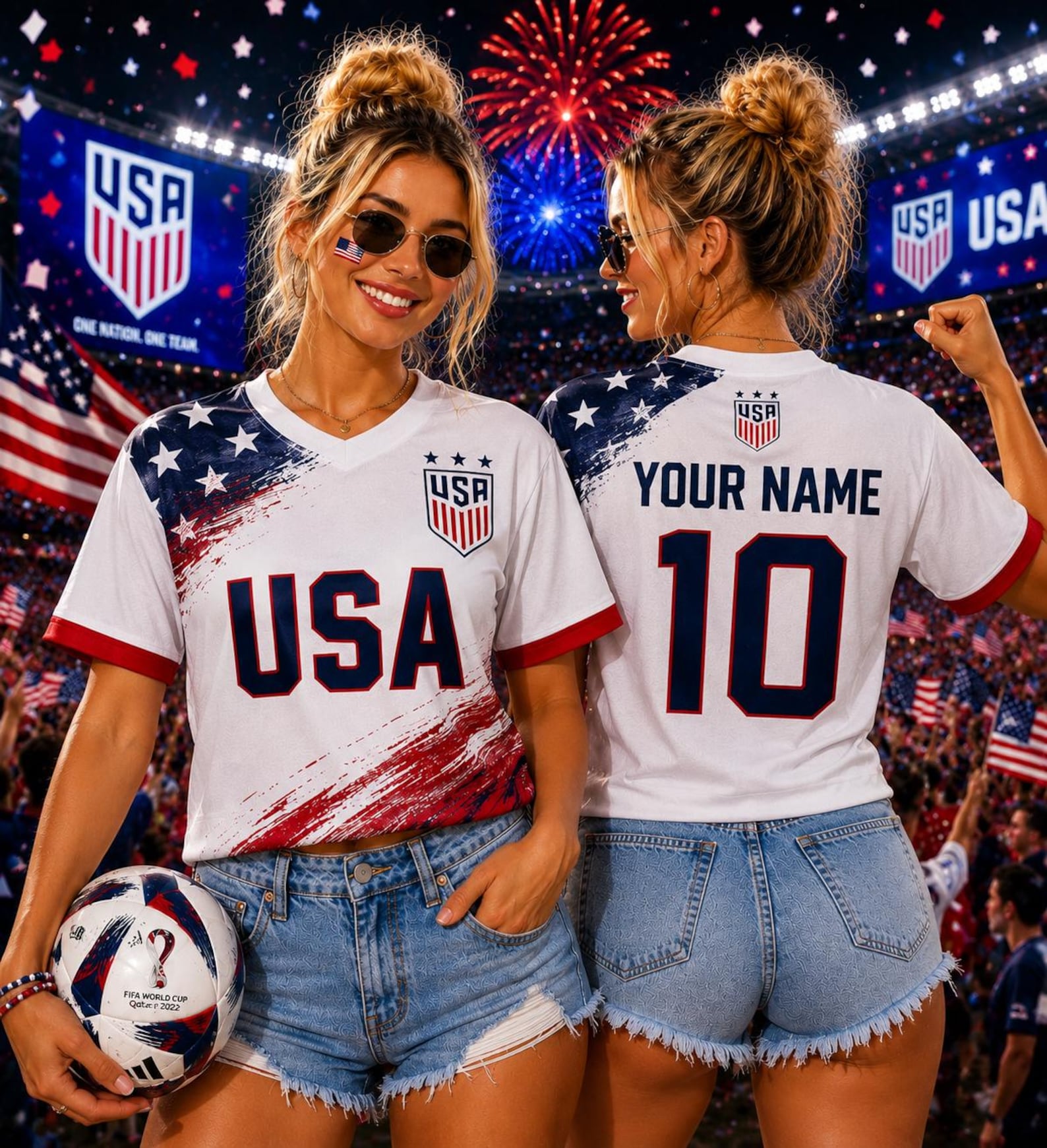Personalized USA Soccer Crop Top Jersey Custom Name Gift for Fans