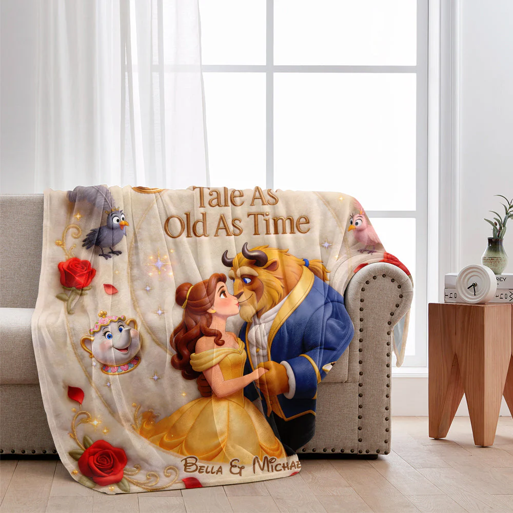 Personalized Tale As Old As Time Blanket Unique Couple Gift