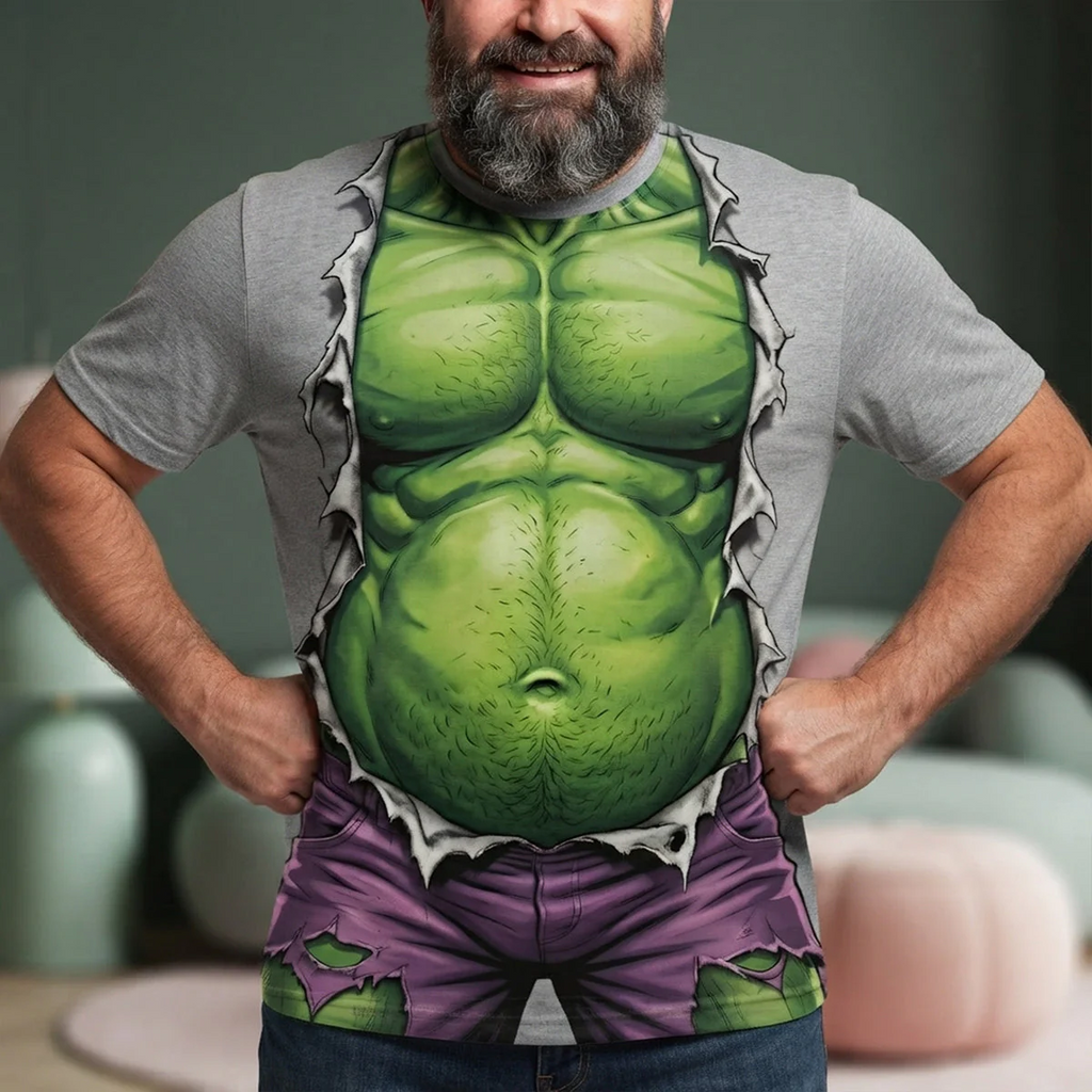 Funny Green Monster Personalized AOP T-Shirt Gift for Dad or Grandpa