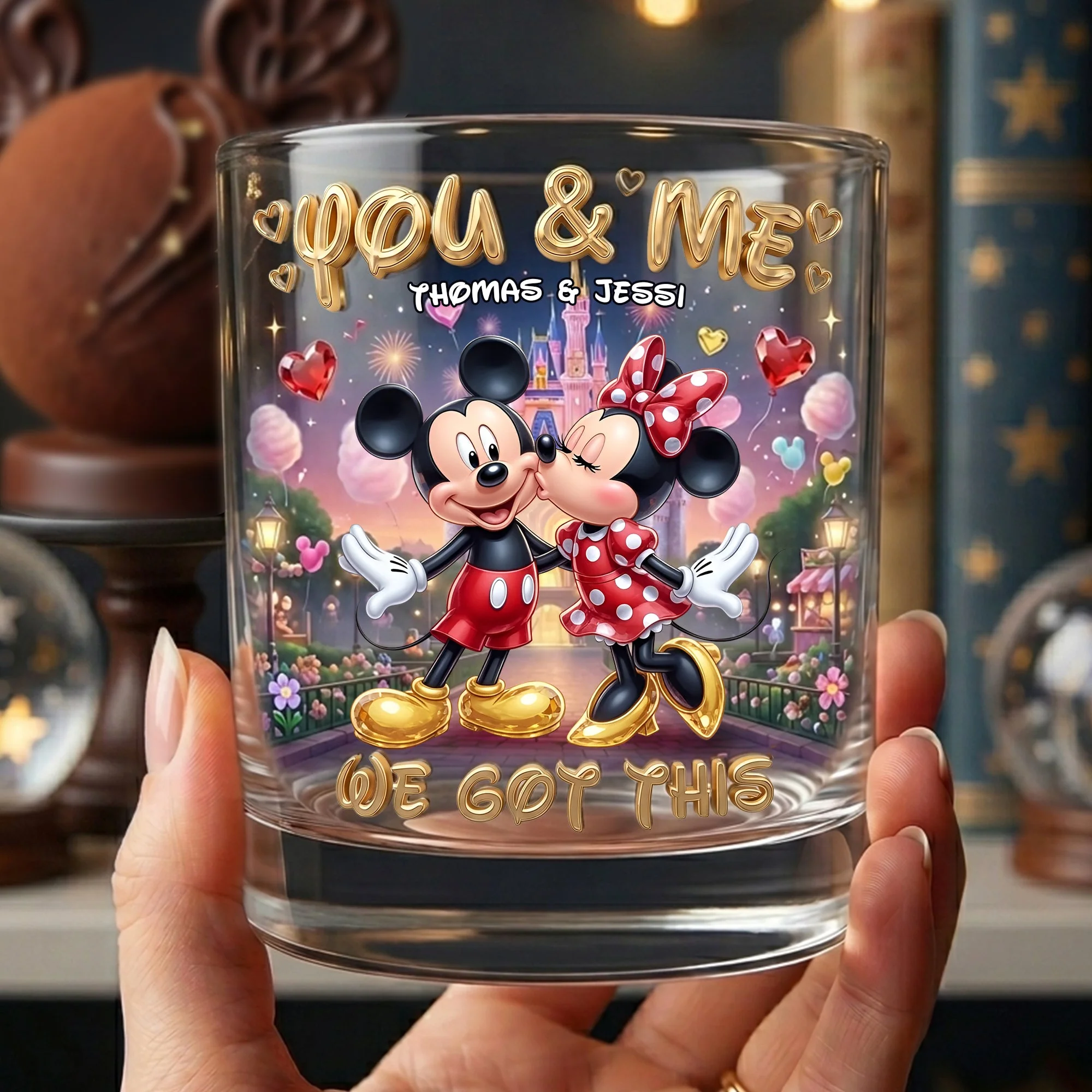 Personalized Couple Whiskey Glass with Engraved Names - Custom Gift