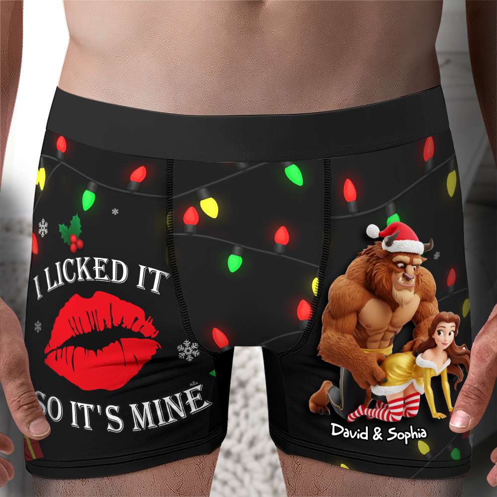 Personalized Men's Boxers I Licked It Christmas Gift for Him