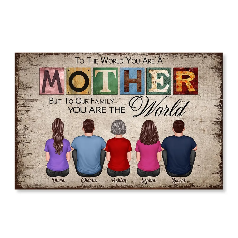 Personalized Family Names Wall Art Canvas Custom Gift for Mom