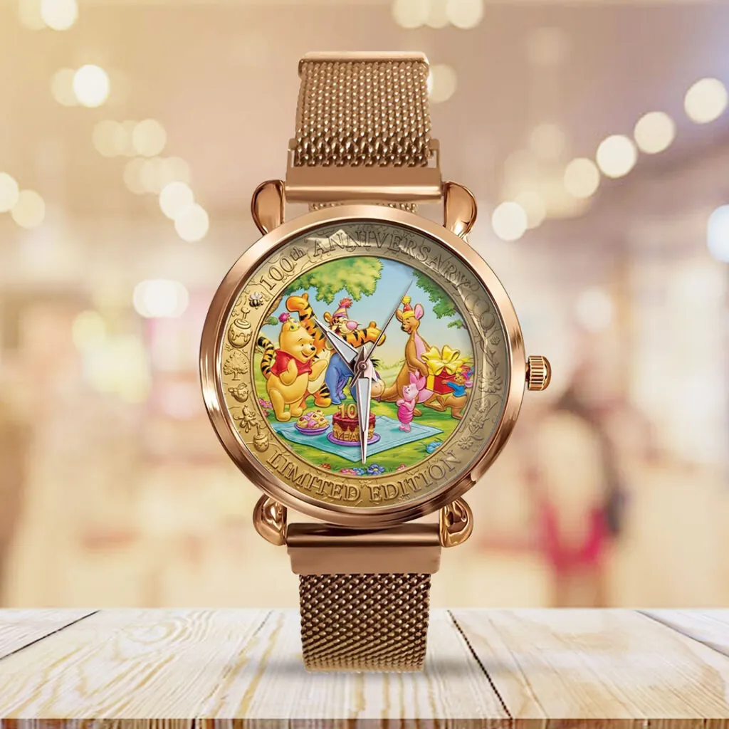 Personalized Women Hand Watch with Custom Strap Charms - 100th Anniversary Gift