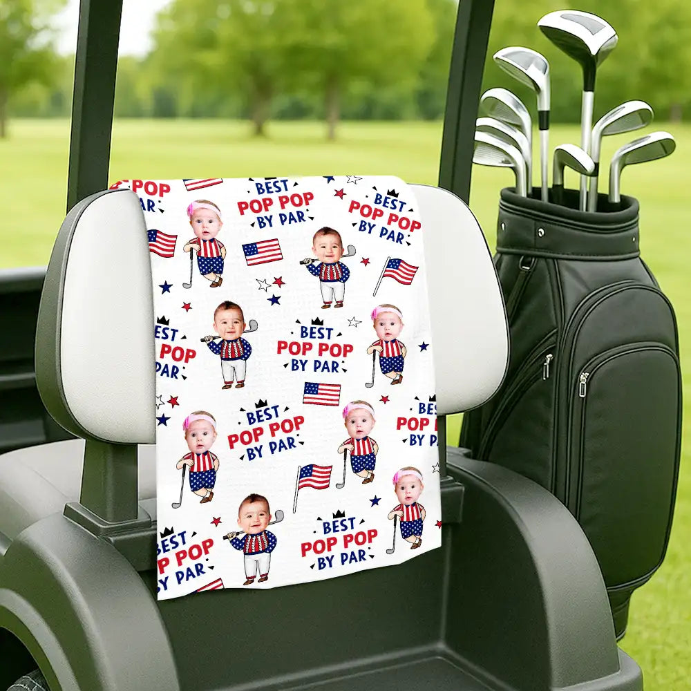 Personalized Funny Golf Towel Custom Photo Best Dad By Par Gift for Father's Day