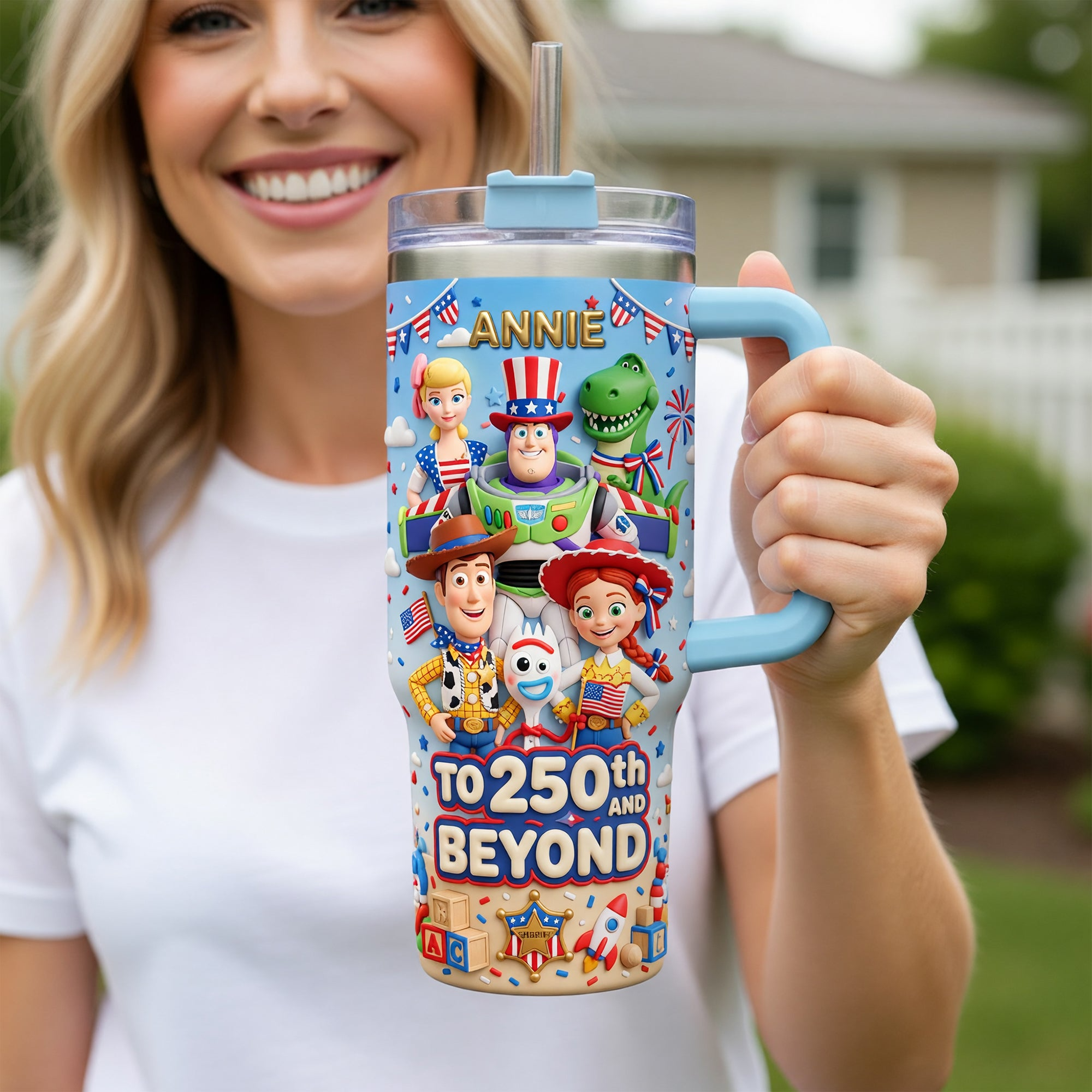 Personalized 40 oz Tumbler with Handle for Movie Fans - Custom Name Gift