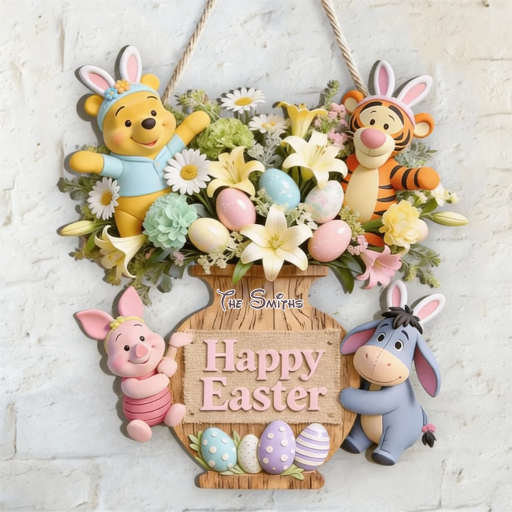 Personalized Wood Sign Happy Easter Family Gift Decor