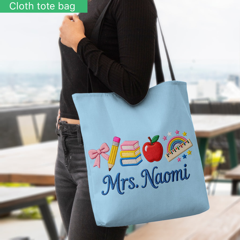 Personalized Teacher Tote Bag Custom Name Gift for Educators
