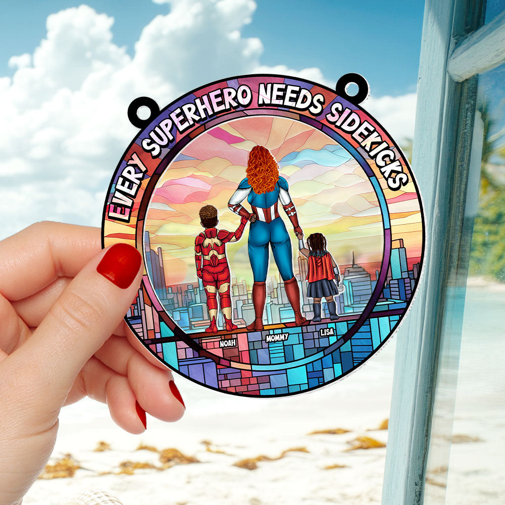 Personalized Supermom Suncatcher Gift for Mom | Family Decor