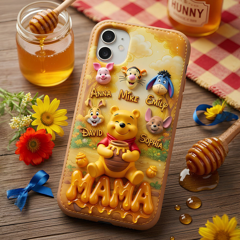 Personalized Phone Case with Honey Bear Design for Mom - Mother's Day Gift Phone Case GradoCreations