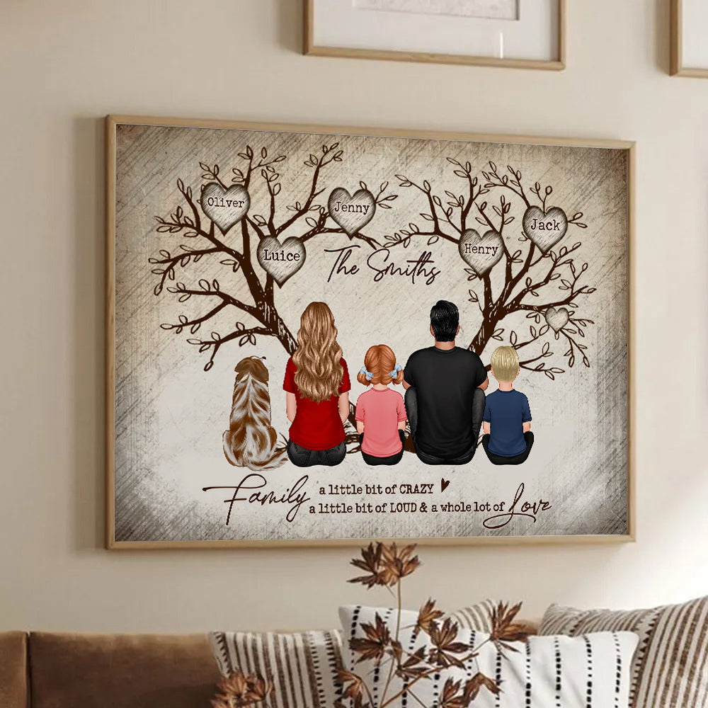 Personalized Family Name Heart Tree Canvas Wall Art Gift for Parents