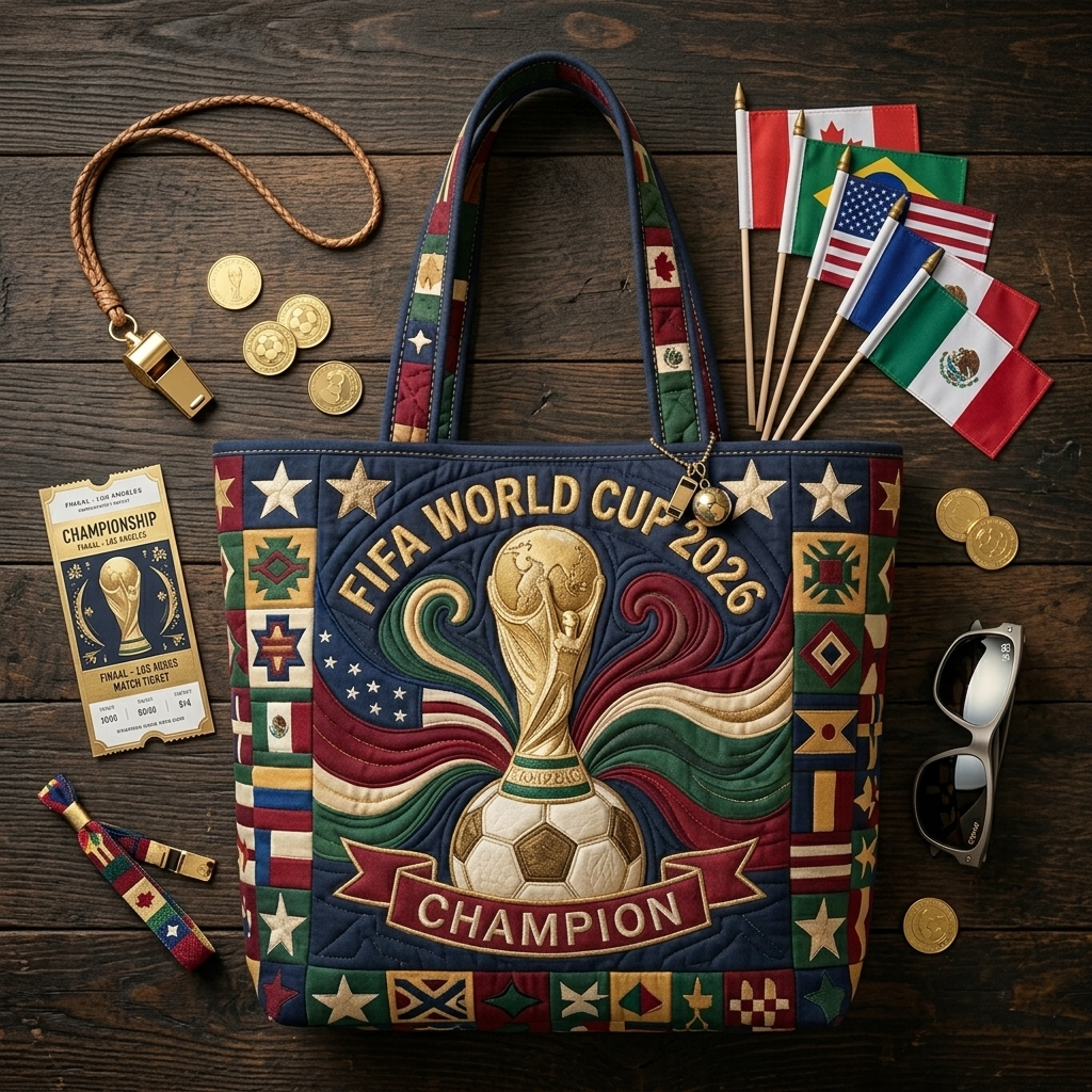 Personalized FIFA World Cup 2026 Quilted Tote Bag Gift for Fans