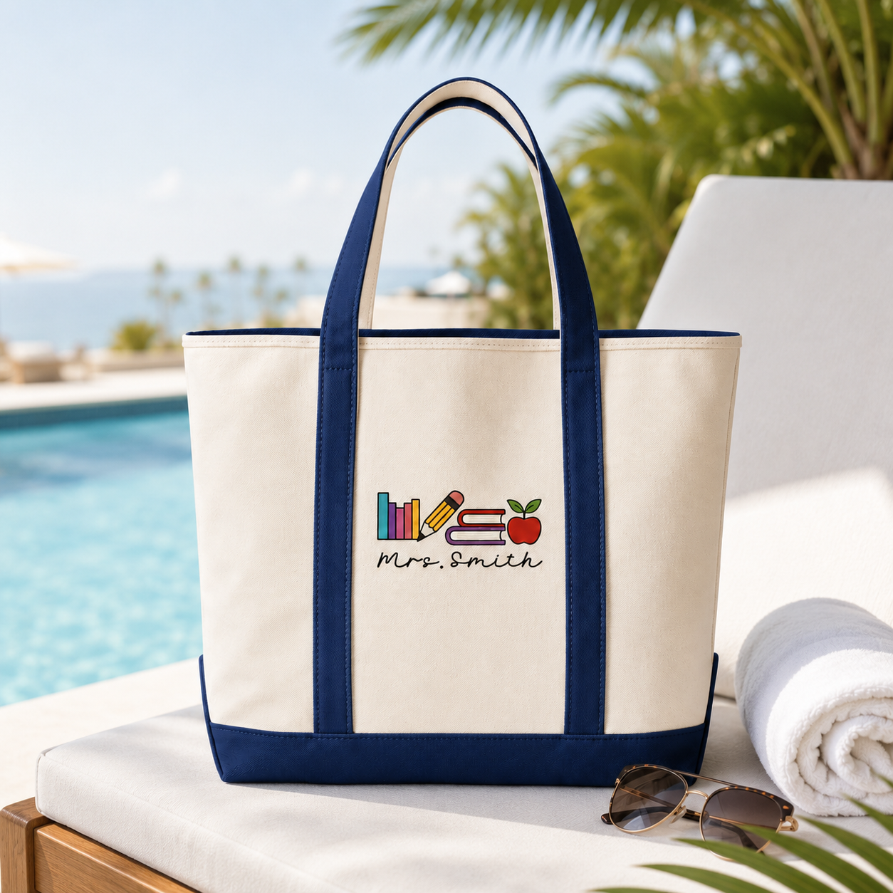Personalized Embroidery Tote Bag Custom Name Teacher Gift