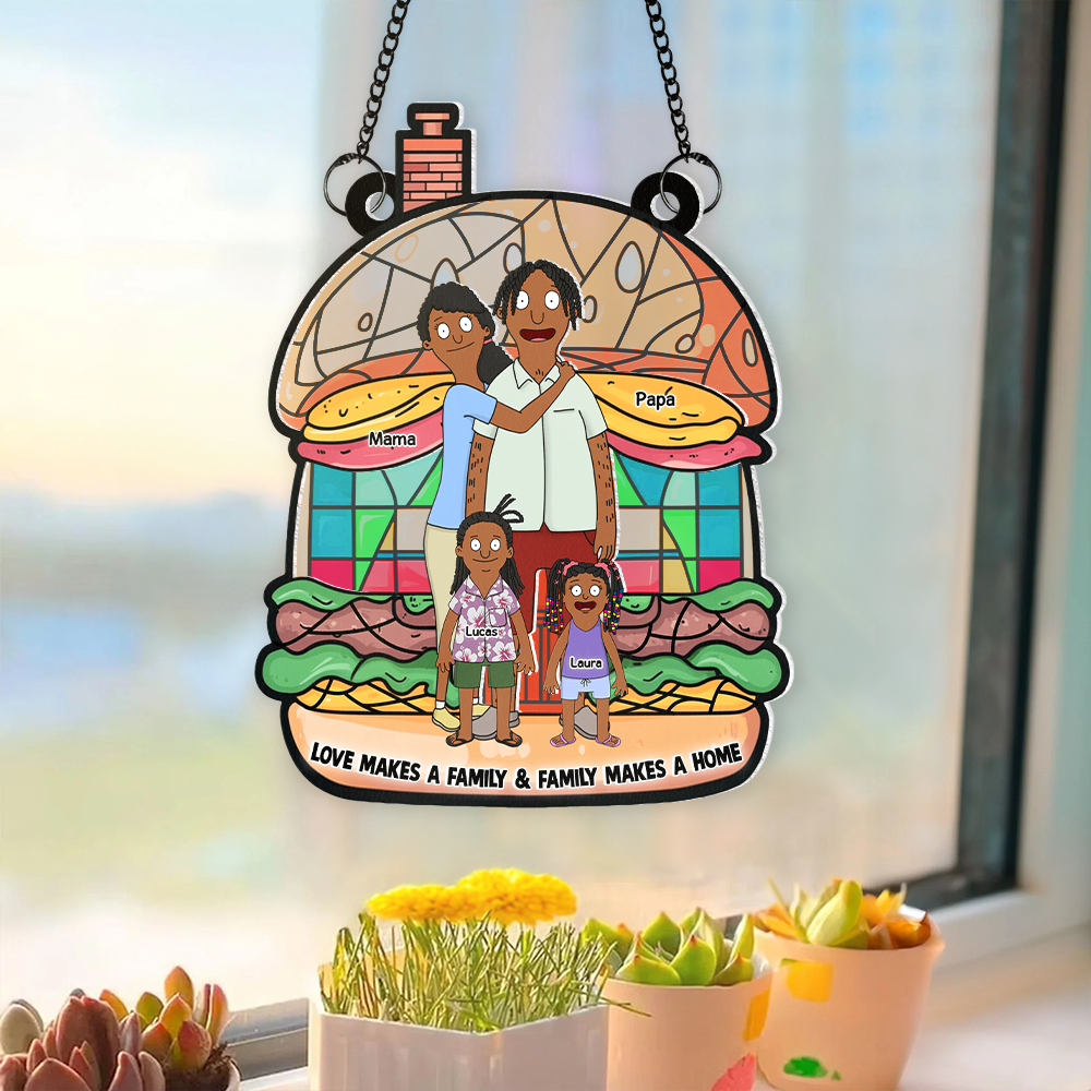 Personalized Stained Glass Family Suncatcher Gift for Home
