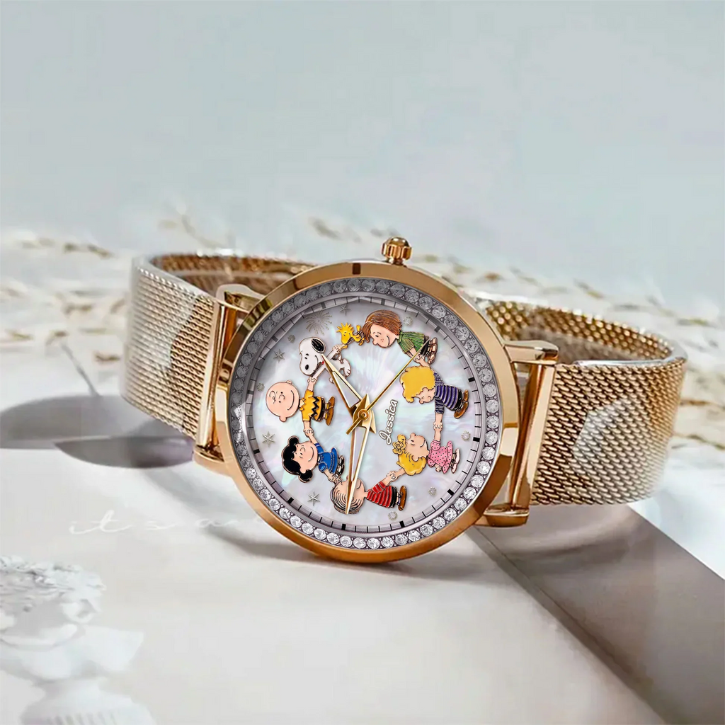 Personalized Cartoon Friends Women Hand Watch Custom Name Gift for Her Women Hand Watch GradoCreations