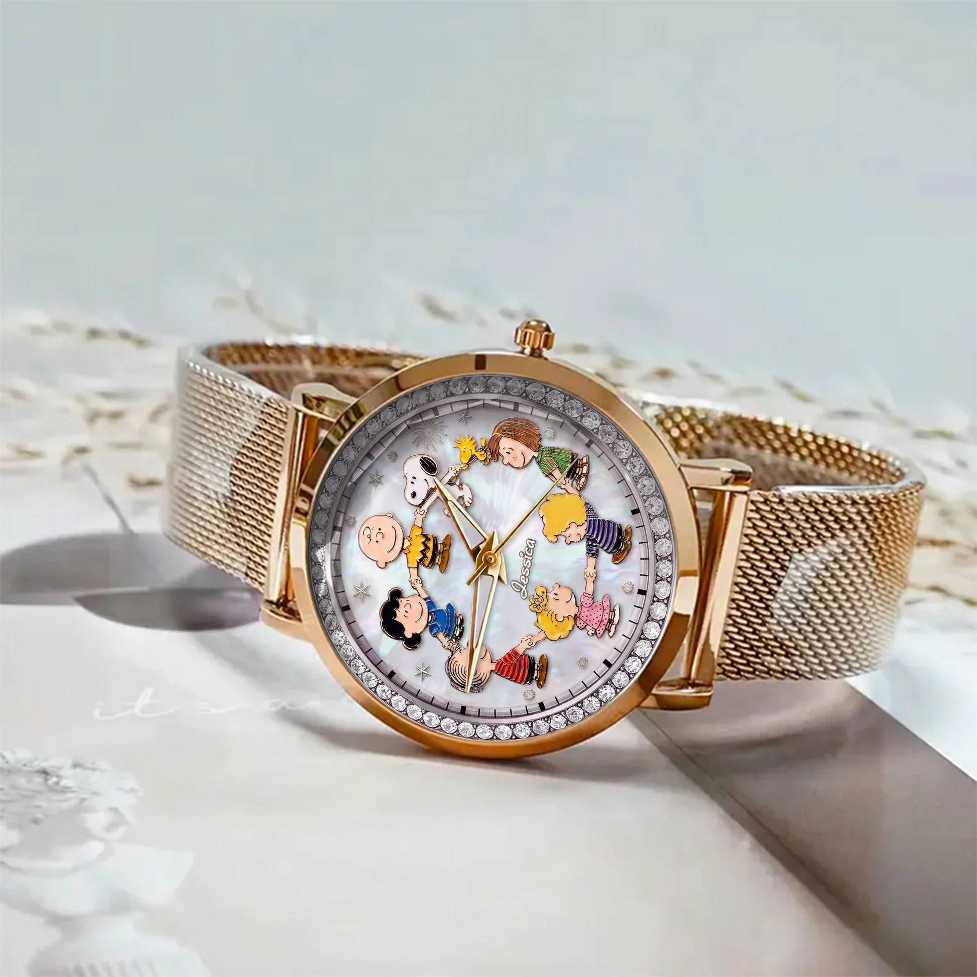 Personalized Cartoon Friends Women Hand Watch Custom Name Gift for Her Women Hand Watch GradoCreations