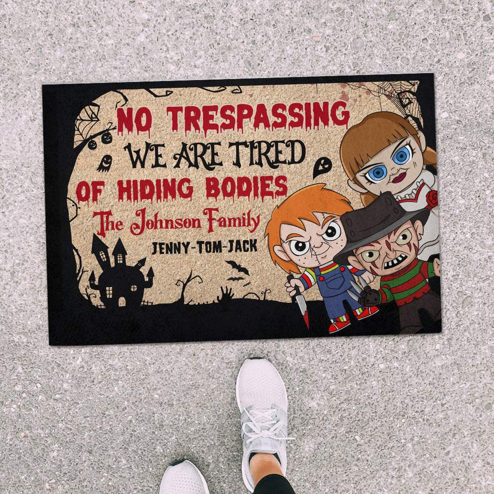 Personalized No Trespassing Doormat Custom Family Name Halloween Gift