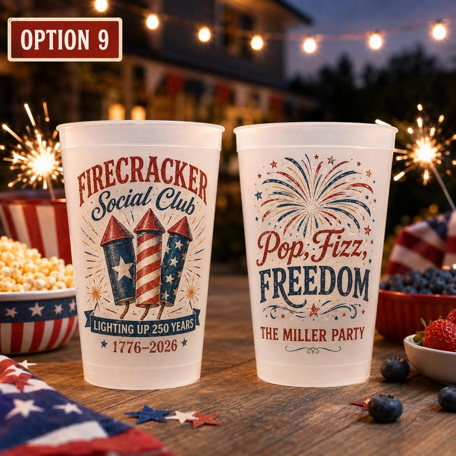 Personalized Frosted Drinkware Cups for Patriotic Family Events