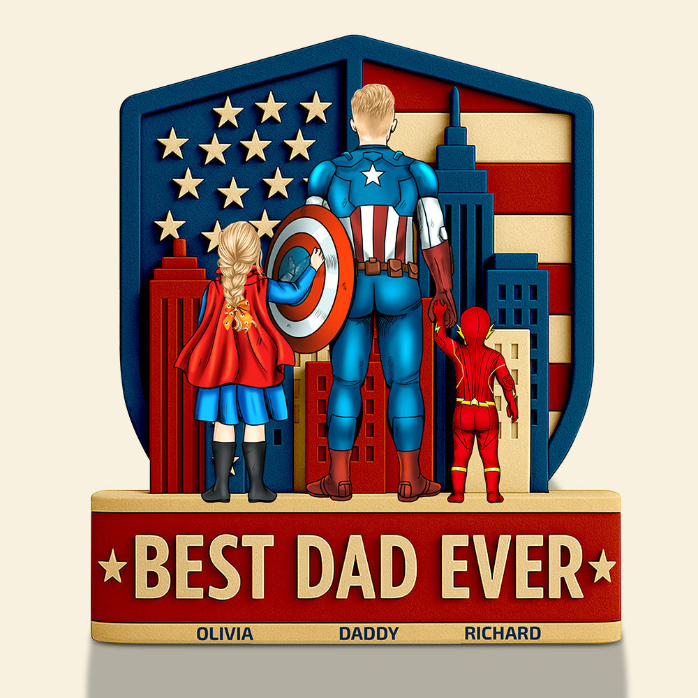 Personalized Acrylic Plaque Best Dad Ever Gift for Father’s Day, Grandpa, Family Decor