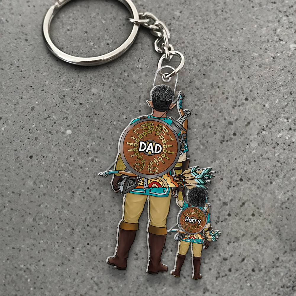 Personalized Keychain for Dad with Kids Custom Name Gift