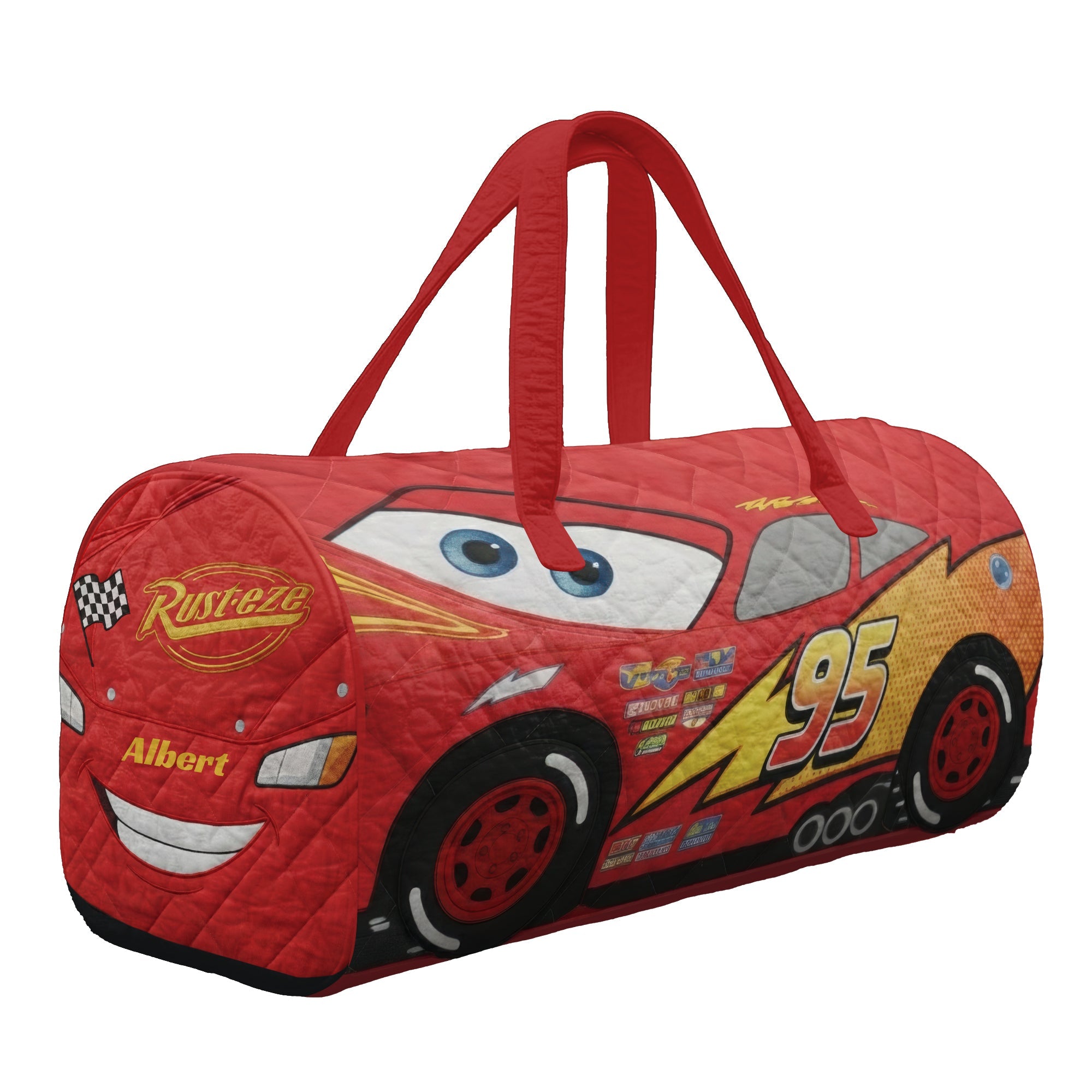 Personalized Lightning McQueen Quilted Duffle Bag for Kids | Travel Gift