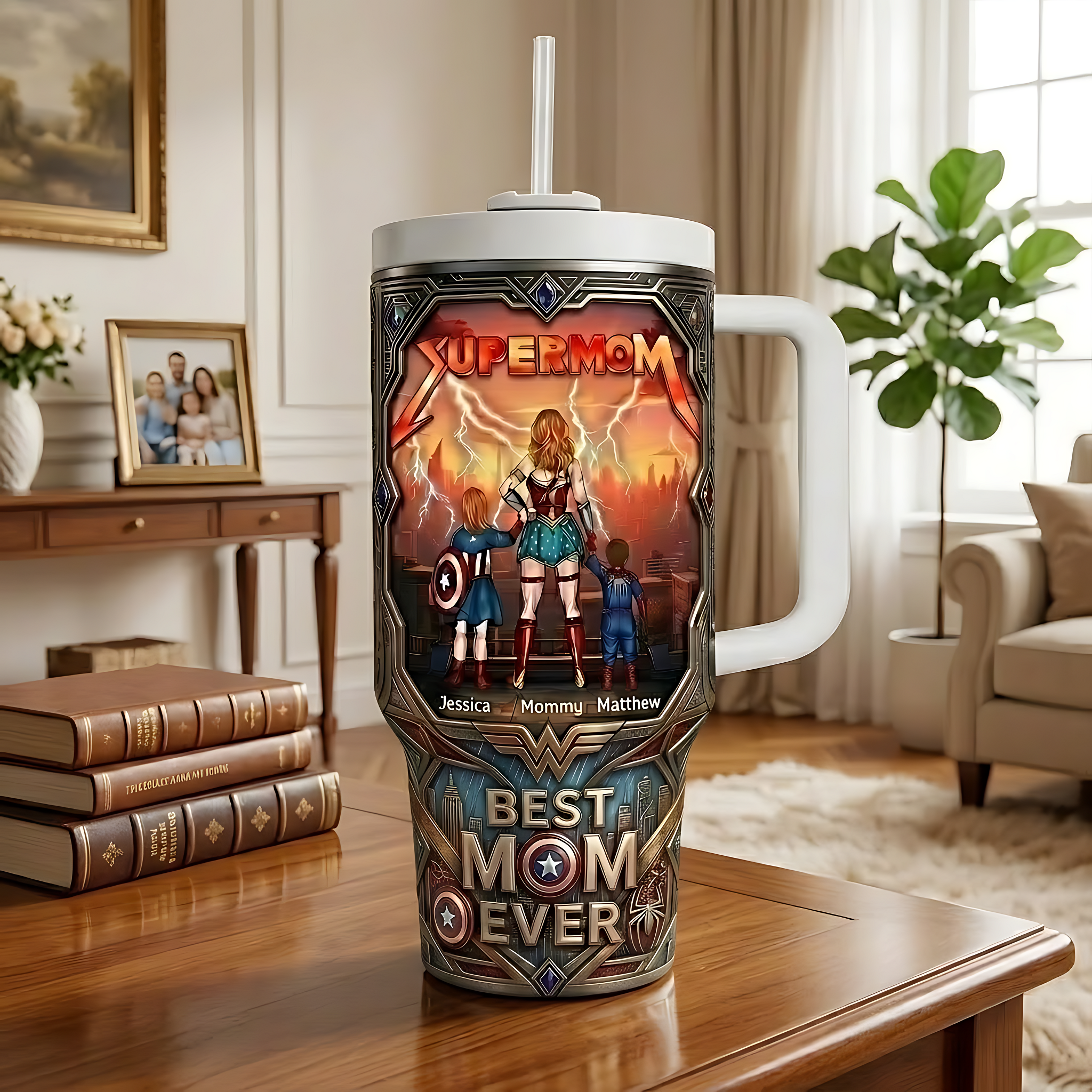 Personalized Super Mom Tumbler Custom Gift for Mom