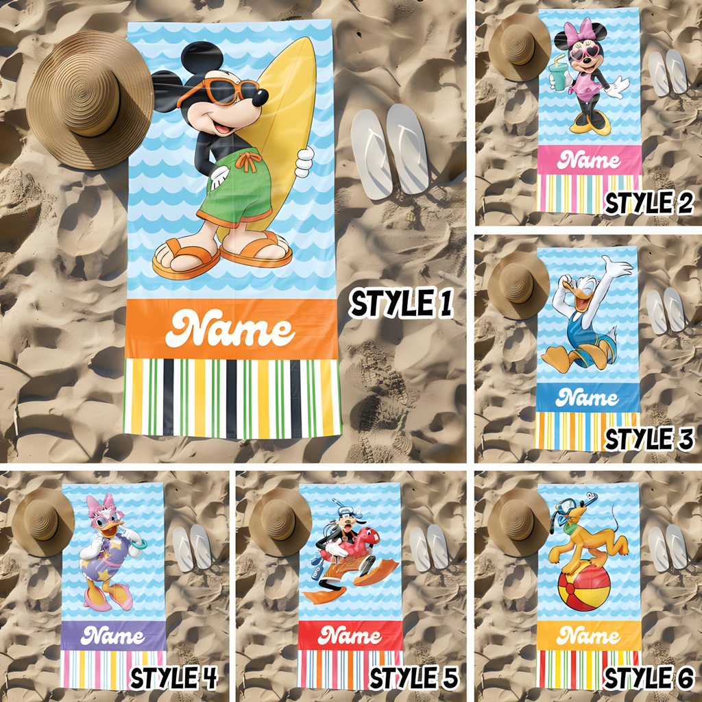 Personalized Disney Beach Towel Summer Vibe Gift for Kids