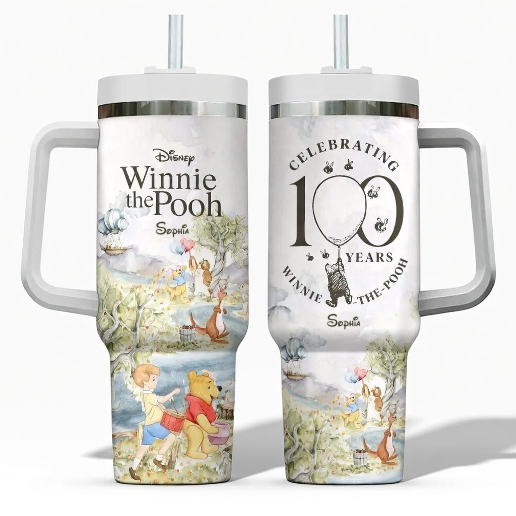 Personalized Winnie the Pooh Tumbler 100th Anniversary Gift