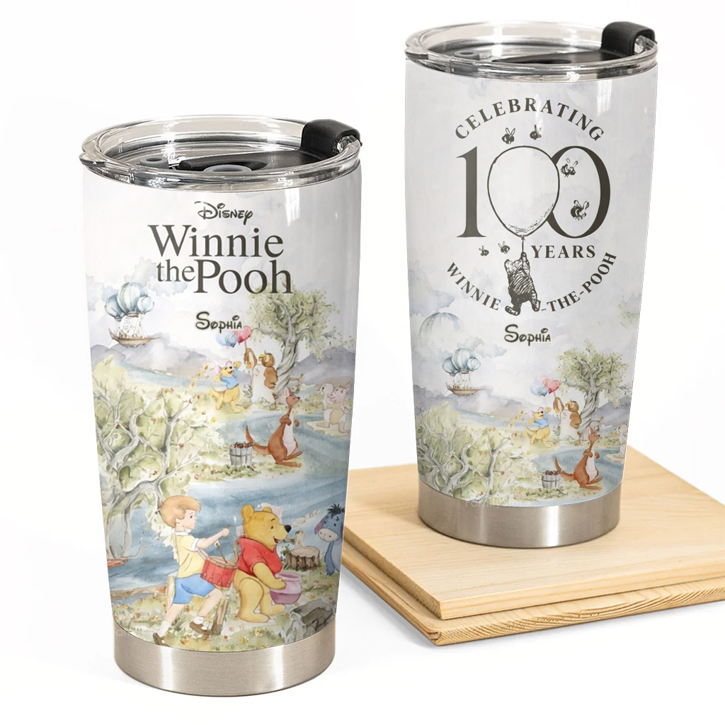 Personalized Winnie the Pooh Tumbler 100th Anniversary Gift