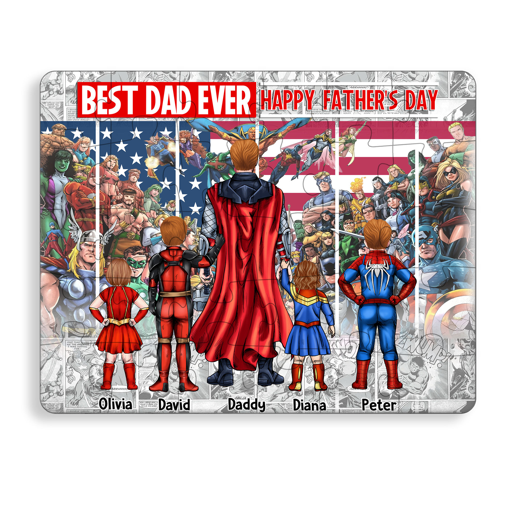Personalized Superhero Puzzle Gift for Dad - Best Dad Ever