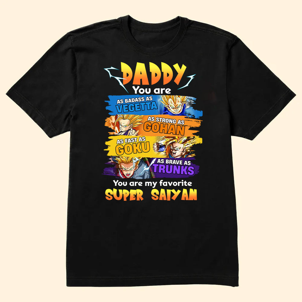 Personalized Super Saiyan Dad Shirt Custom Name Gift for Father's Day Cotton Apparel GradoCreations