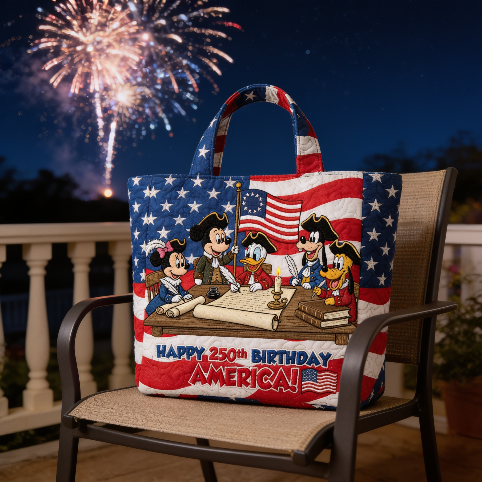 Personalized Quilted Tote Bag USA Independence Gift for Movie Fans