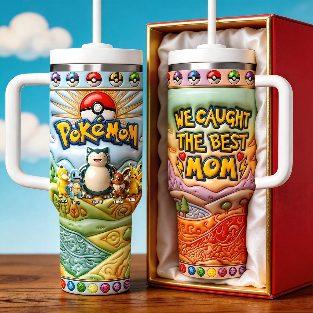 Personalized Pokémon Mom Tumbler with Handle - Unique Gift for Mom
