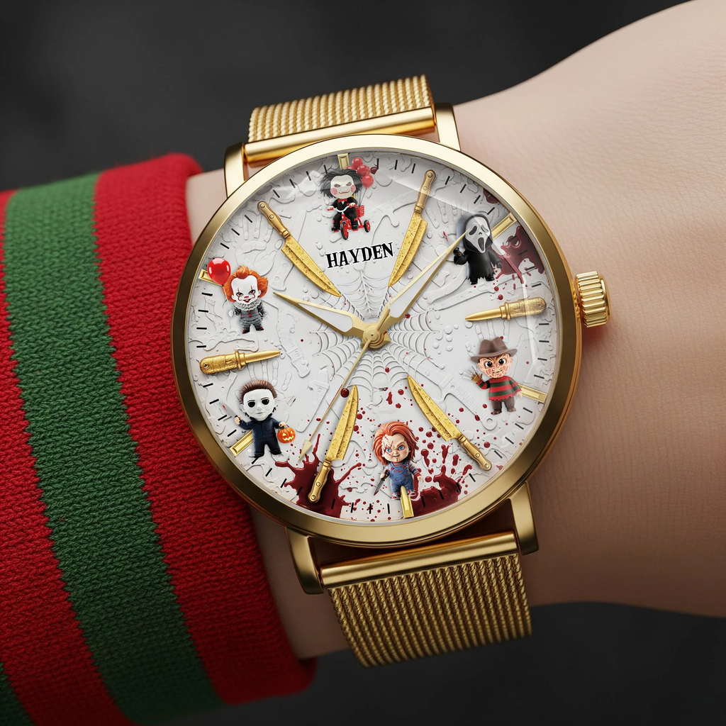 Personalized Horror Character Hand Watch Halloween Gift for Fans Hand Watch GradoCreations