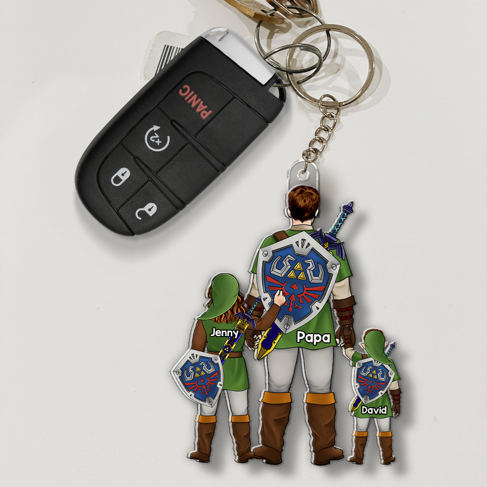 Personalized Keychain for Dad with Kids Custom Name Gift