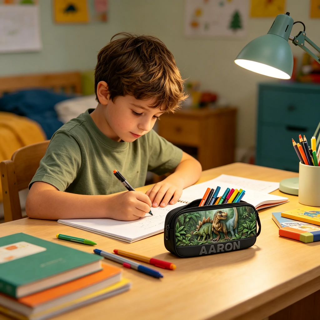 Personalized Dinosaur Backpack Set with Name - School Gift for Kids