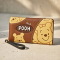 Personalized Leather Long Wallet with Pooh Design Gift Idea
