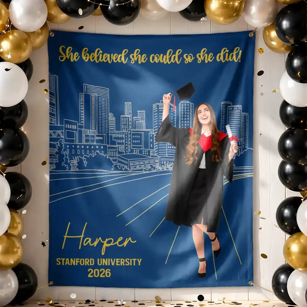 Personalized Graduation Backdrop Custom Name Gift for Graduate