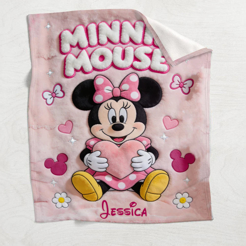 Personalized Minnie Mouse Blanket for Kids Custom Name Gift Blanket GradoCreations