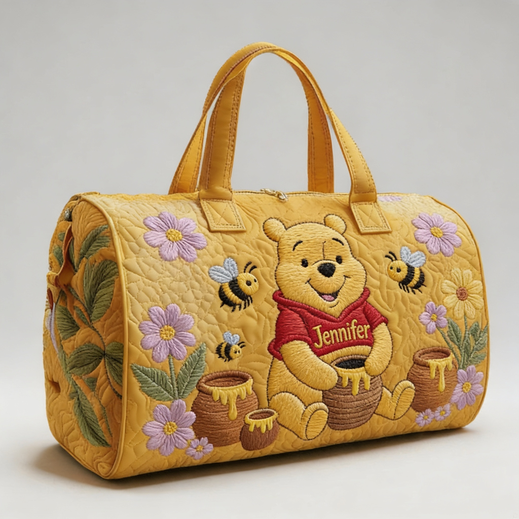 Personalized Quilted Duffle Bag with Honey Bear Design Gift for Movie Fans