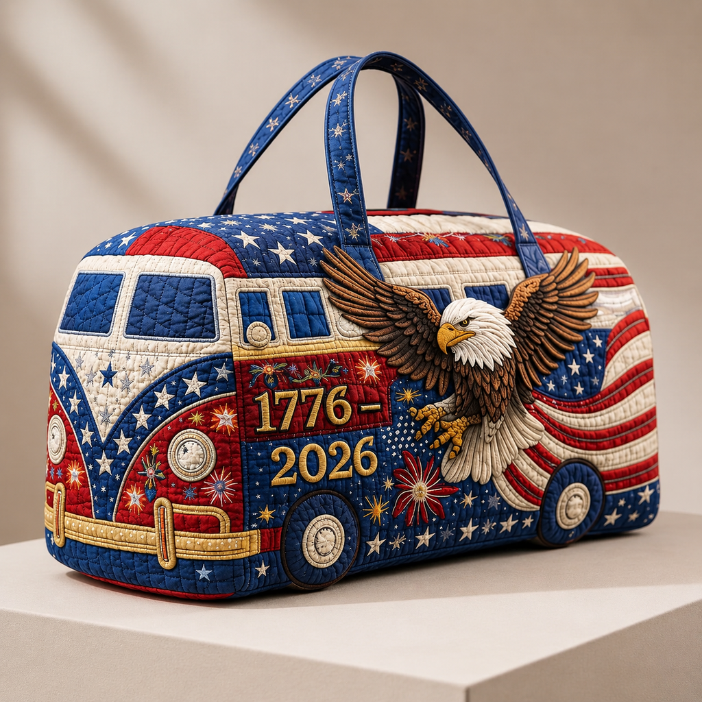 Patriotic Quilted Duffle Bag 250 Years of Freedom Gift