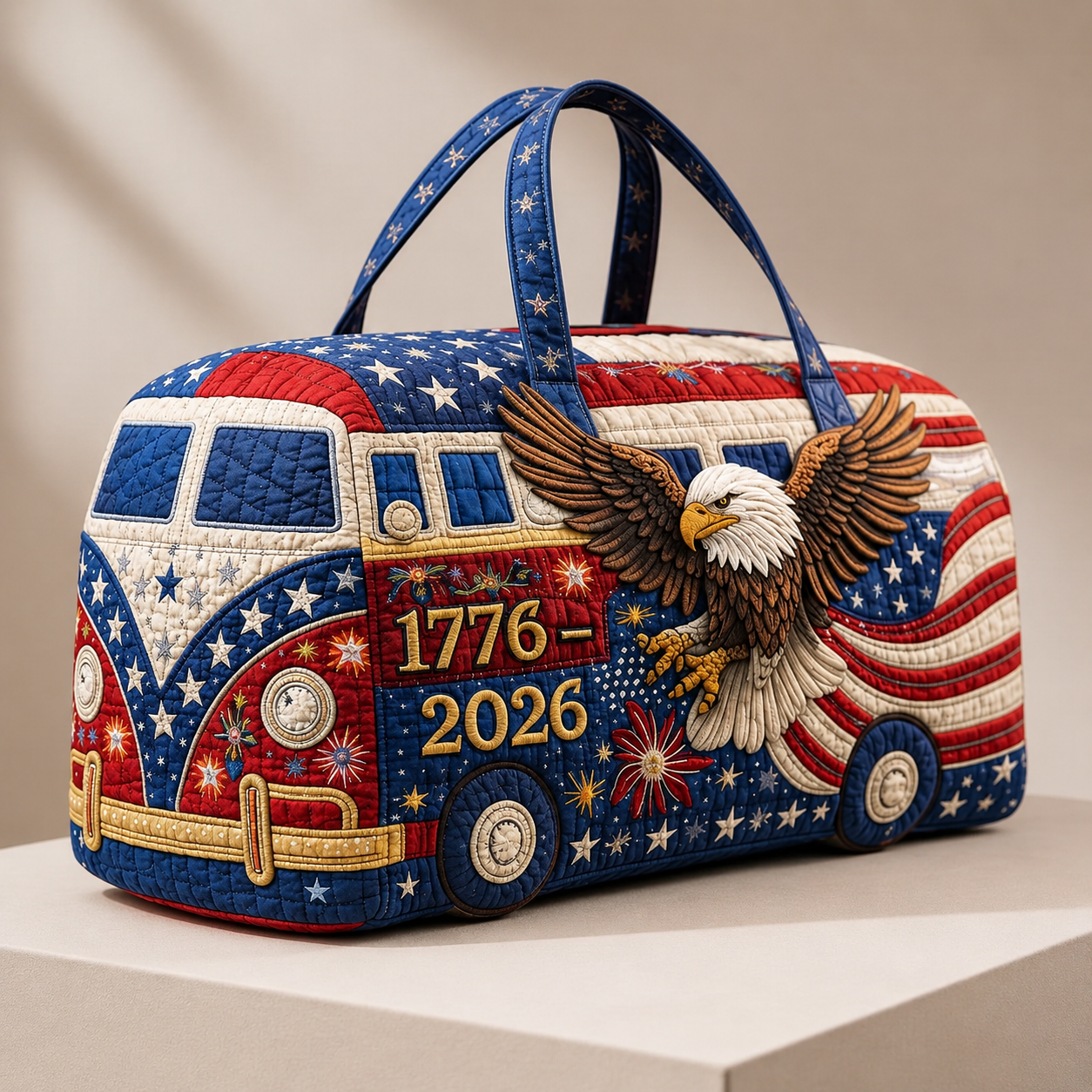 Patriotic Quilted Duffle Bag 250 Years of Freedom Gift