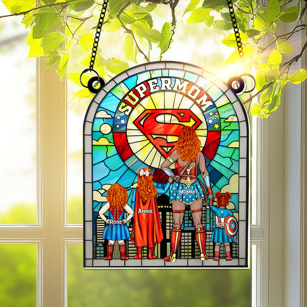 Personalized Supermom Window Hanging Suncatcher Gift for Mom