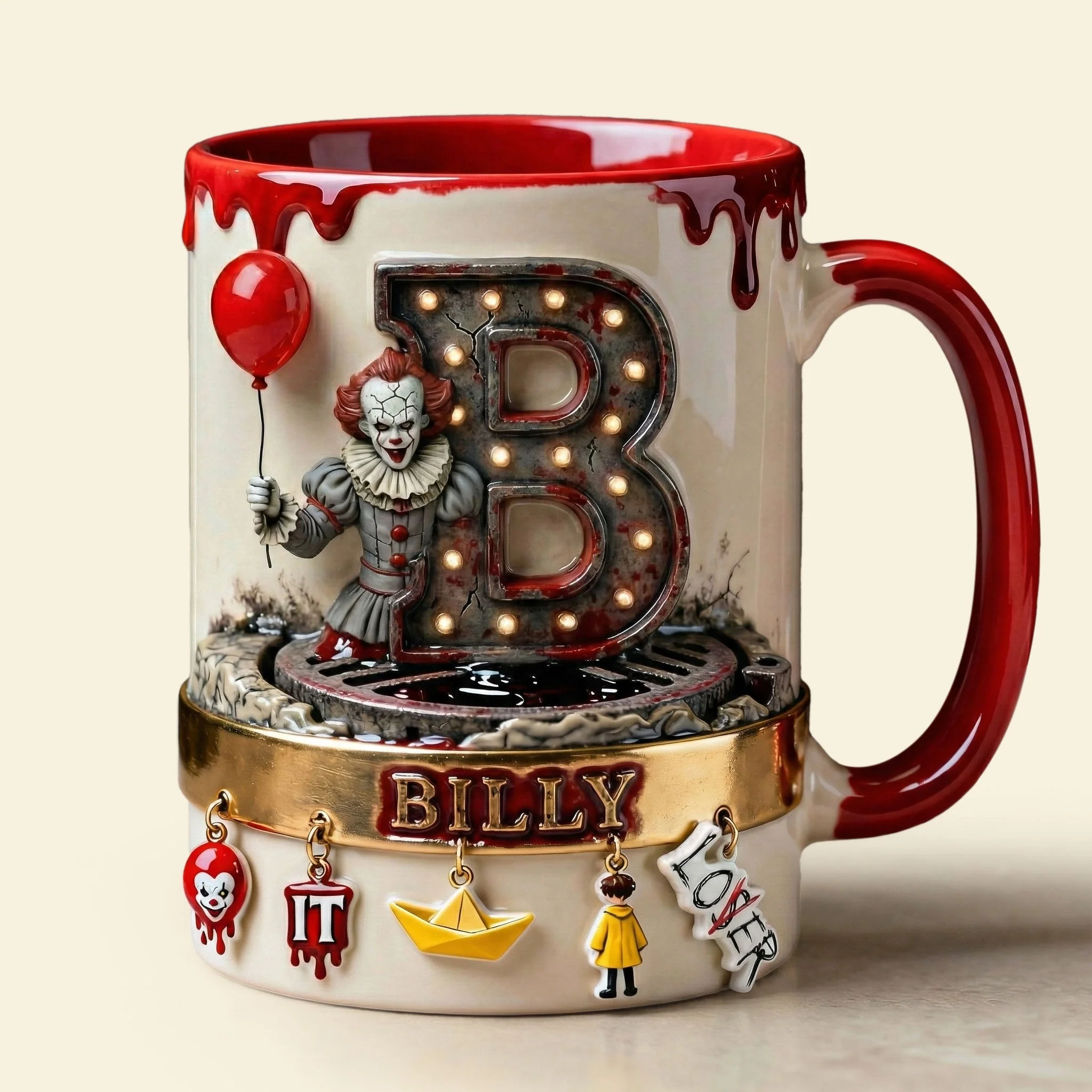 Personalized Horror Character Accent Mug Custom Name Gift for Halloween Mug GradoCreations