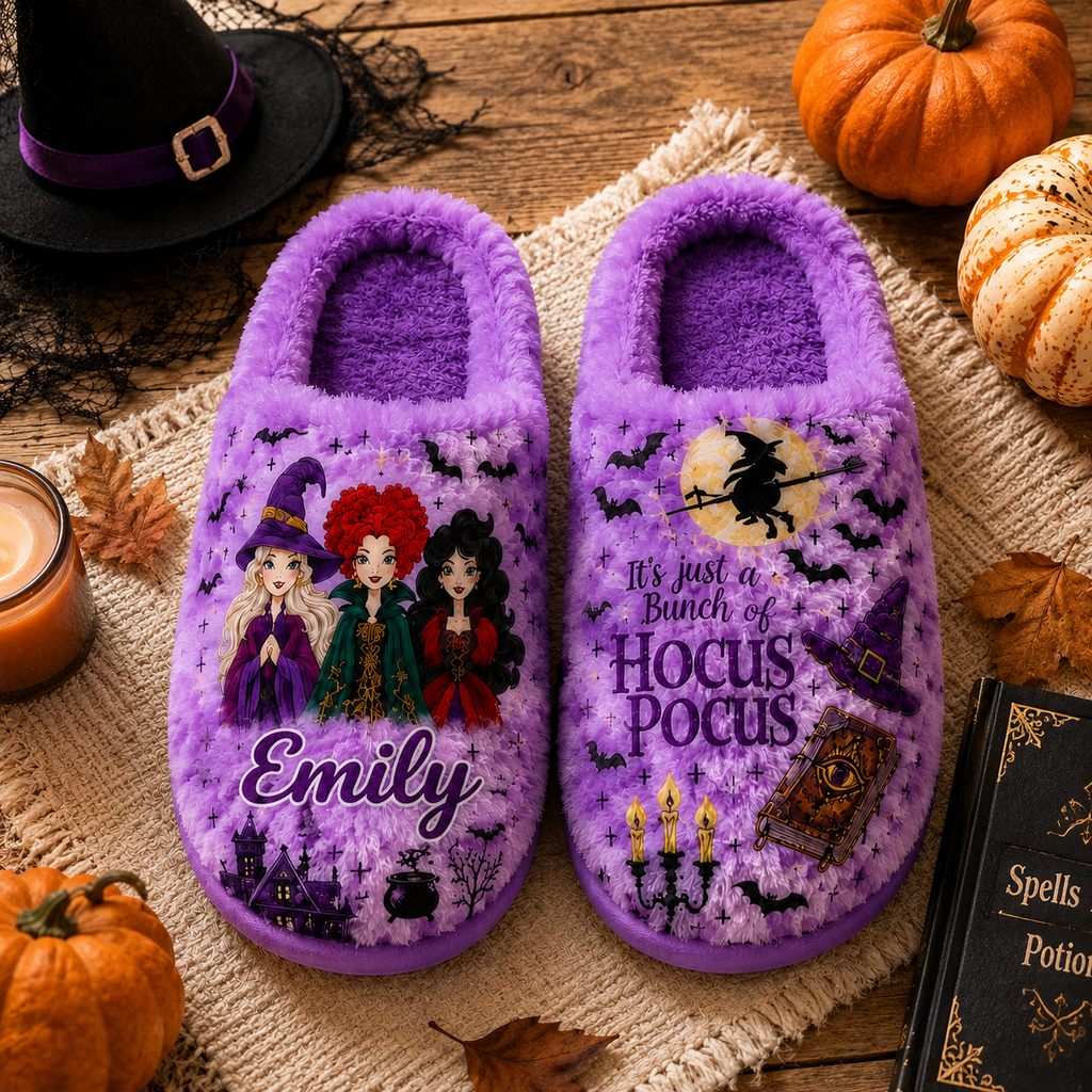 Personalized Halloween Witch Trio Slippers Cozy Gift for Her Slippers GradoCreations
