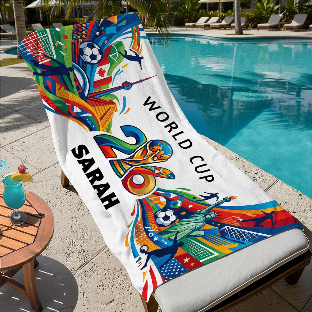 Personalized Beach Towel World Cup 2026 Gift for Soccer Fans