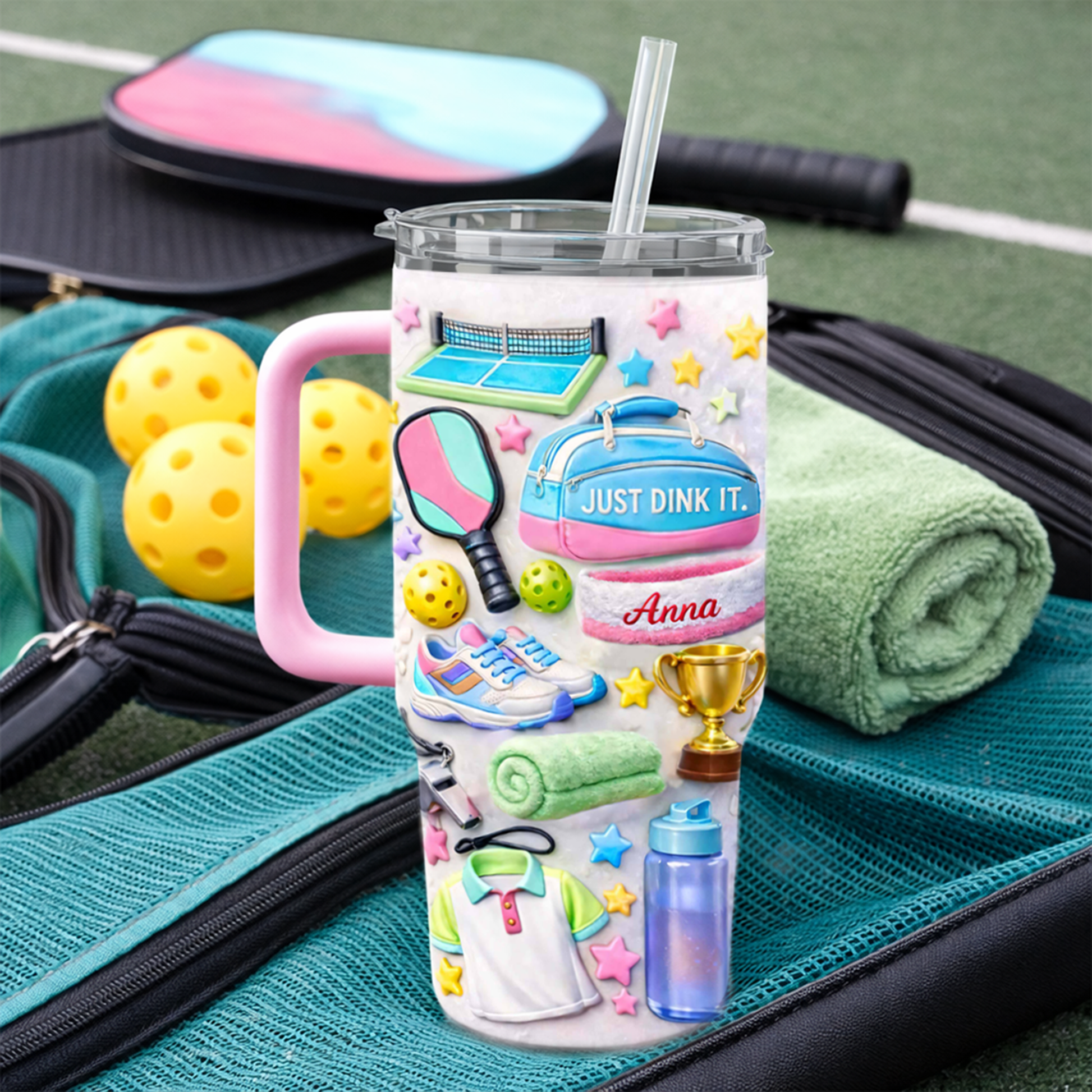 Personalized 40oz Tumbler for Pickleball Lovers - Custom Gift for Her