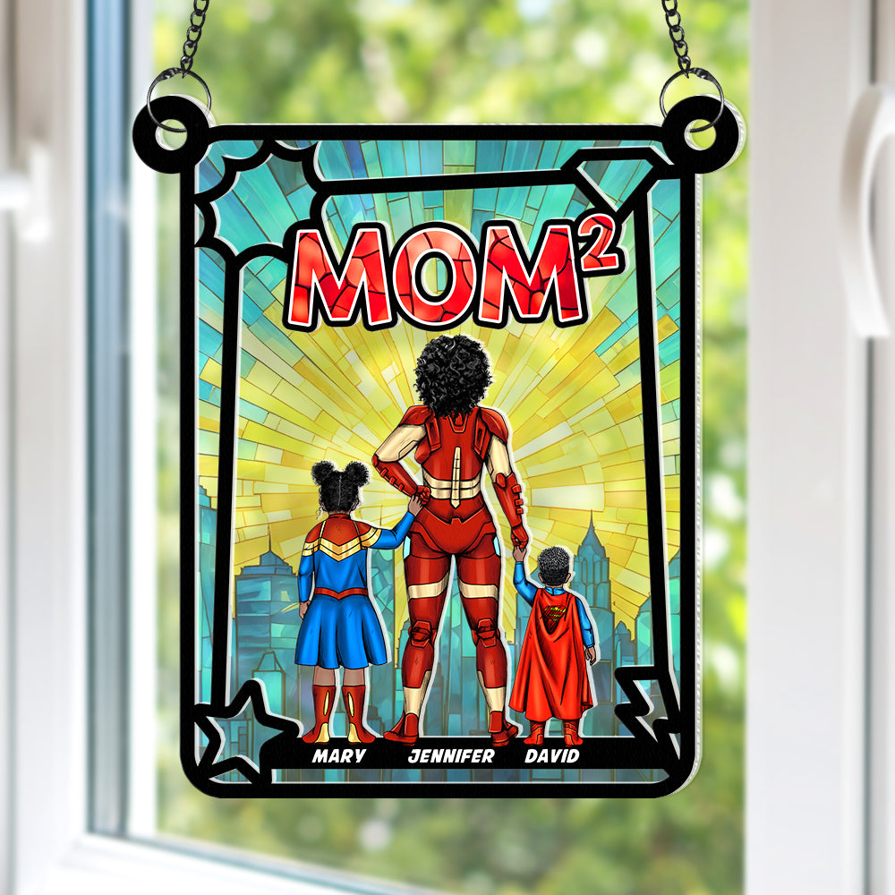 Personalized Suncatcher Supermom & Little Heroes for Mom