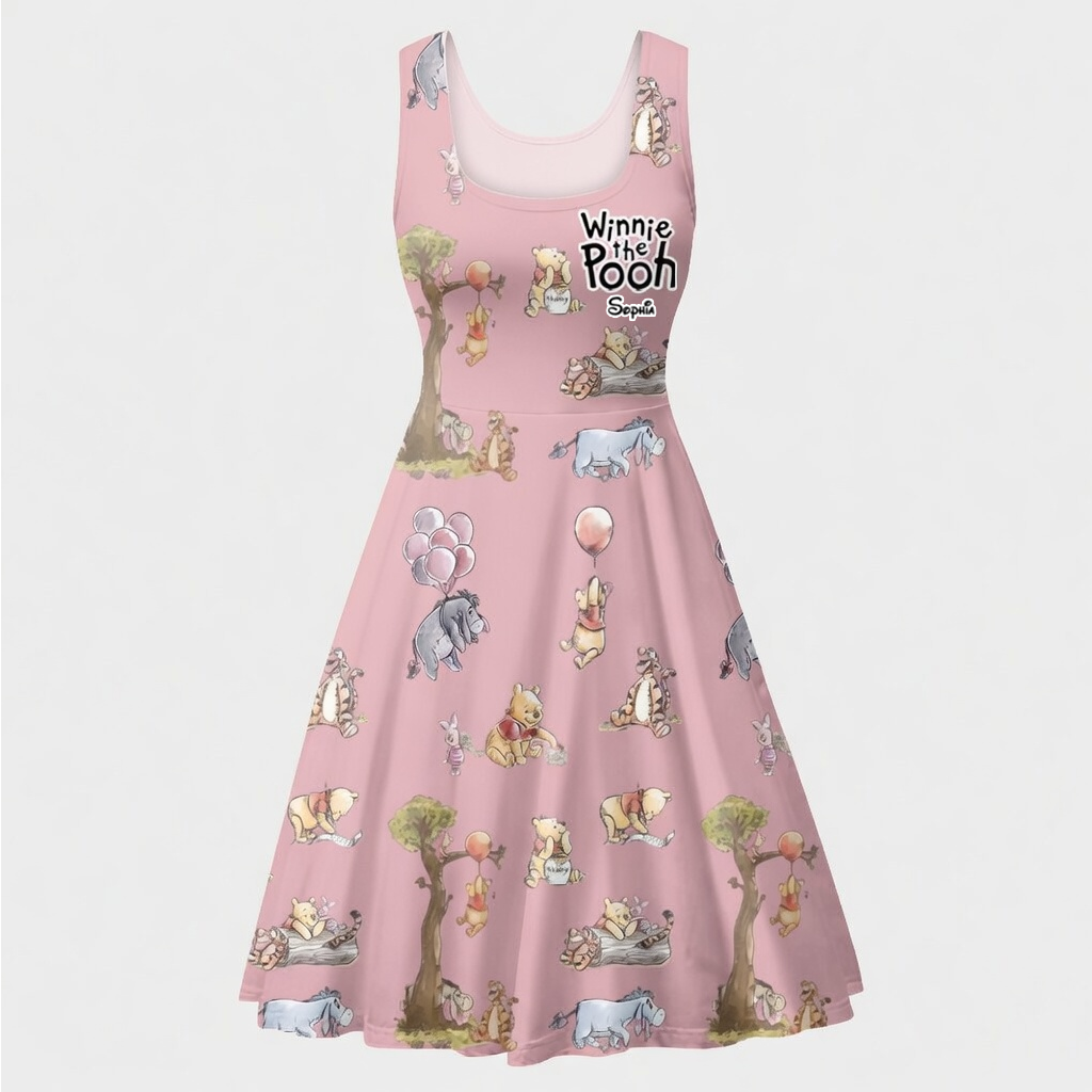 Personalized Winnie the Pooh Skater Dress for Movie Fans, Gift for Her
